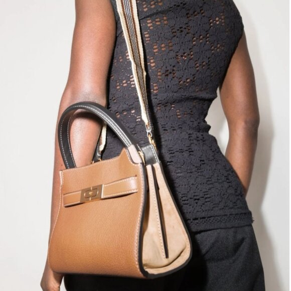 Tory Burch Petite Lee Radziwill Double Bag Tiger Eye - Picture 2 of 11